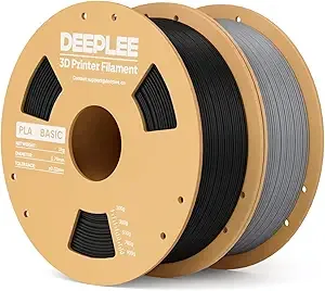 Deeplee3D DEEPLEE PLA Basic 3D Printer Filament, 3D Printing Filament with Dimensional Accuracy +/-, Neatly Wound, No Clogging, Fits for Most FDM 3D Printers 1KG Black and 1KG Grey