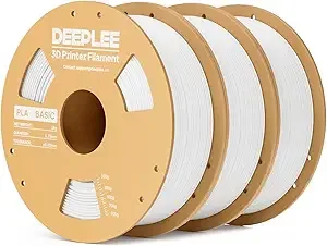 Deeplee3D DEEPLEE PLA Basic 3D Printer Filament, 3D Printing Filament with Dimensional Accuracy +/-, Neatly Wound, No Clogging, Best for Beginners, Fits for Most FDM 3D Printers 3KG White