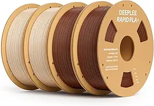 Deeplee3D DEEPLEE Rapid PLA Plus Filament, High Speed 3D Printer Filament Up to/s, PLA+ Filament Dimensional Accuracy +/- Fits Most FDM 3D Printer, Cardboard Spool 4 Pack 2*Brown & 2*Beige