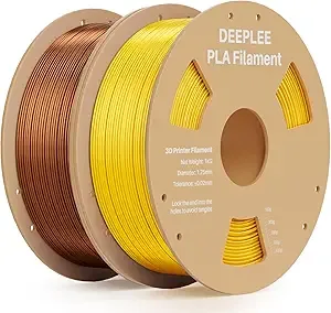 Deeplee3D DEEPLEE Silk PLA 3D Printer Filament 2kg, Silk Gold & Copper Bundle PLA, Dimensional Accuracy +/-, Smooth & Shiny Texture, Multi Color 3D Printing Filament