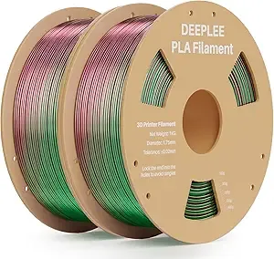 Deeplee3D DEEPLEE Silk PLA 3D Printer Filament 2kg, Silk Dual Color Green Red PLA, Dimensional Accuracy +/-, Smooth & Shiny Texture, Multi Color 3D Printing Filament