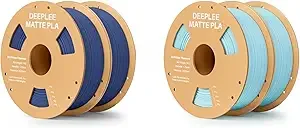 Deeplee3D DEEPLEE Matte PLA Filament, 3D Printer Filament Dimensional Accuracy +/-, 2 Pack Navy Blue and 2 Pack Ice Blue