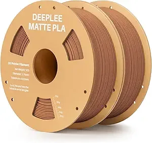 Deeplee3D DEEPLEE Matte PLA Filament, 3D Printer Filament Dimensional Accuracy +/-, No Clogging, Higher Toughness, Cardboard Spool 3D Filament, 2 Pack Earth Brown