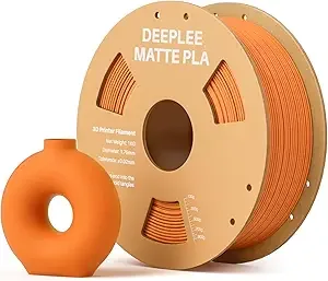 Deeplee3D DEEPLEE Matte PLA Filament, 3D Printer Filament Dimensional Accuracy +/-, No Clogging, Higher Toughness, Cardboard Spool 3D Filament, 1kg Orange