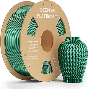Deeplee3D DEEPLEE Metallic Green PLA Filament, 1kg Metal-Like Shiny 3D Printer Filament Dimensional Accuracy +/-, Smooth, Shiny & Metallic Texture, Fits for Most FDM 3D Printers