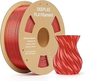 Deeplee3D DEEPLEE Silk PLA 3D Printer Filament 1kg, Silk True Red PLA, Dimensional Accuracy +/-, Smooth & Shiny Texture, Multi Color 3D Printing Filament