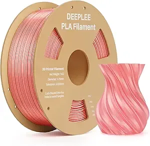 Deeplee3D DEEPLEE Silk PLA 3D Printer Filament 1kg, Silk Peach Pink PLA, Dimensional Accuracy +/-, Smooth & Shiny Texture, Multi Color 3D Printing Filament