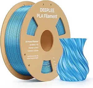 Deeplee3D DEEPLEE Silk PLA 3D Printer Filament 1kg, Silk Sky Blue PLA, Dimensional Accuracy +/-, Smooth & Shiny Texture, Multi Color 3D Printing Filament