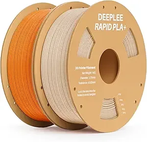 Deeplee3D DEEPLEE Rapid PLA Plus Filament, High Speed 3D Printer Filament Up to/s, PLA+ Filament Dimensional Accuracy +/- Fits Most FDM 3D Printer, 2 Pack 1kg Beige & Orange