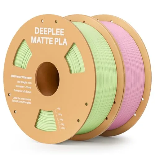 Deeplee3D DEEPLEE Matte PLA Filament, 3D Printer Filament Dimensional Accuracy +/-, No Clogging, Higher Toughness, Cardboard Spool 3D Filament, 2 Pack 1kg Mint Green & Sakura Pink