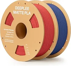 Deeplee3D DEEPLEE Matte PLA Filament, 3D Printer Filament Dimensional Accuracy +/-, No Clogging, Higher Toughness, Cardboard Spool 3D Filament, 2 Pack 1kg Ruby Red & Navy Blue