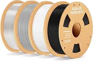Deeplee3D DEEPLEE Rapid PETG Filament, High Speed PETG 3D Printer Filament Up to/s, Dimensional Accuracy +/-, Fits for Most FDM 3D Printers, 4kg Black & White & Gray & Transparent