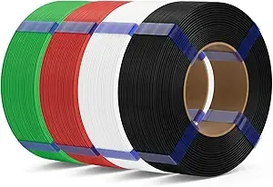 Deeplee3D DEEPLEE PLA Basic Refill Filament, No Spool 3D Printer Filament, Dimensional Accuracy +/-, Fits for Most FDM 3D Printers, 4KG Black/White/Red/Grass Green