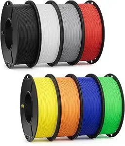 Deeplee3D DEEPLEE PLA 3D Printer Filament 8 Pack 250g Bundle, Dimensional Accuracy +/-, Neatly Wound, No Clogging, Fits for Most FDM 3D Printers, Black/White/Gray/Red/Yellow/Orange/Dark Blue/Green