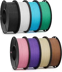 Deeplee3D DEEPLEE PLA+ 3D Printer Filament, 8 Pack 250g Bundle PLA Plus with Dimensional Accuracy +/-, Higher Strength and Toughness, Black/White/Pink/Purple/Transclucent/Sky Blue/Brown/Beige