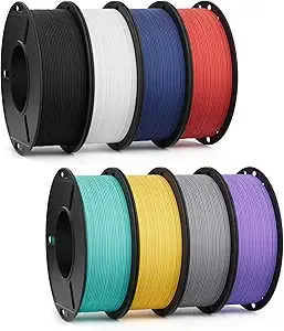Deeplee3D DEEPLEE Matte PLA Filament 8 Pack 250g Bundle, 3D Printer Filament Dimensional Accuracy +/-, Black/White/Navy Blue/Ruby Red/Teal Green/Sunshine Yellow/Slate Grey/Lavender Purple