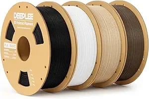 Deeplee3D DEEPLEE Basic PLA Filament, 3D Printer Filament, Black White Beige & Brown 4kg