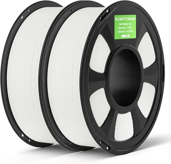 Deeplee3D DEEPLEE Matte PLA Filament, 2kg White, 3D Printer Filament Dimensional Accuracy +/-, Smooth Texture, Fits for Most FDM 3D Printers