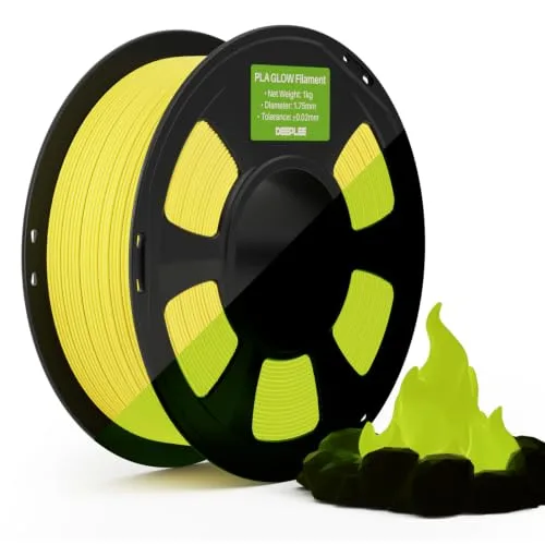 Deeplee3D DEEPLEE Glow in The Dark PLA Filament 1KG Glow Yellow, 3D Printer Filament Dimensional Accuracy +/-, Best with UV Lamps, Fits for Most FDM 3D Printers