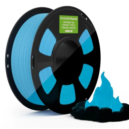 Deeplee3D DEEPLEE Glow in The Dark PLA Filament 1KG Glow Blue, 3D Printer Filament Dimensional Accuracy +/-, Best with UV Lamps, Fits for Most FDM 3D Printers