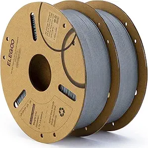 Elegoo ELEGOO PLA Filament Gray 2KG, 3D Printer Filament Dimensional Accuracy +/-, 2 Pack 1kg Cardboard Spool(2.2lbs) 3D Printing Filament Fits for Most FDM 3D Printers