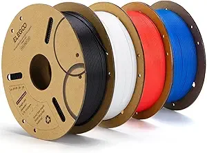 Elegoo ELEGOO PLA 3D Printer Filament Bundle 4KG, Dimensional Accuracy +/-, 4 Pack 1kg Cardboard Spool(2.2lbs) Fits for Most FDM 3D Printers (Black, White, Dark Blue, Red)