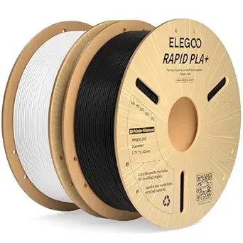 Elegoo ELEGOO Rapid PLA Plus Filament Black & White 2KG, PLA+ 3D Printer Filament for/s High Speed Printing, Dimensional Accuracy +/-, 2 Pack 1kg Spool(2.2lbs)