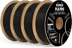 Elegoo ELEGOO PLA PRO Filament Black 4KG, 30-/s Printing Speed Improved Rigidity 3D Printer Filament Dimensional Accuracy +/-, 4pcs 1kg Spool (2.2lbs)