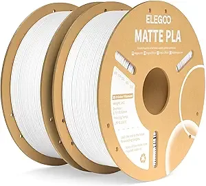 Elegoo ELEGOO Matte PLA Filament Matte White 2KG 3D Printer Filament Dimensional Accuracy +/-, 2pcs 1kg Carboard Spool (2.2lbs) for Most FDM 3D Printers