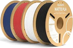 Elegoo ELEGOO Matte PLA Filament Bundle 4KG 3D Printer Filament Dimensional Accuracy +/-, 1kg Carboard Spool (2.2lbs) Fits for Most FDM 3D Printers(Black, White, Navy Blue, Ruby Red)