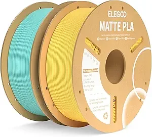 Elegoo ELEGOO Matte PLA Filament Teal Green & Sunshine Yellow 2KG 3D Printer Filament Dimensional Accuracy +/-, 2pcs 1kg Carboard Spool (2.2lbs) Fits for Most FDM 3D Printers