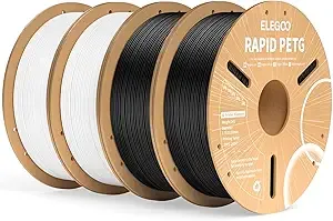 Elegoo ELEGOO Rapid PETG Filament Black & White 4KG, High Speed 30-/s 3D Printer Filament Dimensional Accuracy +/-, 1kg Cardboard Spool(2.2lbs) Fits for Most FDM 3D Printers
