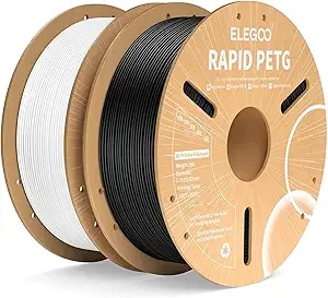 Elegoo ELEGOO Rapid PETG Filament Black & White 2KG, High Speed 30-/s 3D Printer Filament Dimensional Accuracy +/-, 1kg Cardboard Spool(2.2lbs) Fits for Most FDM 3D Printers