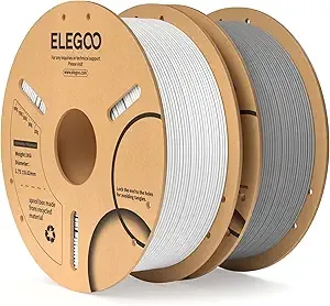 Elegoo ELEGOO PLA Filament White & Gray 2KG, 3D Printer Filament Dimensional Accuracy +/-, 2 Pack 1kg Cardboard Spool(2.2lbs) 3D Printing Filament Fits for Most FDM 3D Printers