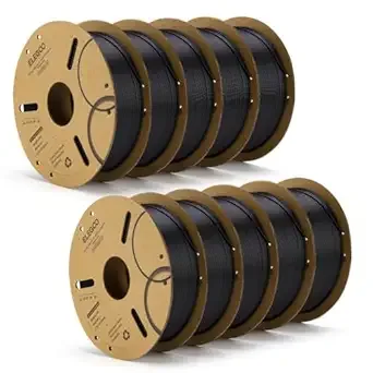 Elegoo ELEGOO PLA Plus Filament Bundle Black 10KG PLA+ Tough 3D Printer Filament Dimensional Accuracy +/-, 10 Pack 1kg Spool(2.2lbs) Fits for Most FDM 3D Printers