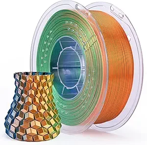 Elegoo ELEGOO Silk PLA Filament Triple Colors Blue Green Orange, Shiny Tri-Color 3D Printer Filament Dimensional Accuracy +/-, 1kg Spool(2.2lbs) Fits for Most FDM 3D Printers