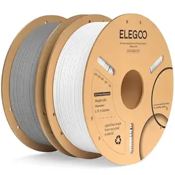 Elegoo ELEGOO PLA Plus Filament White & Gray 2KG, PLA+ Tougher and Stronger 3D Printer Filament Dimensional Accuracy +/-, 2 Pack 1kg Spool(2.2lbs) Fits for Most FDM 3D Printers