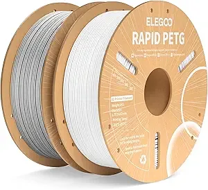 Elegoo ELEGOO Rapid PETG Filament White & Gray 2KG, High Speed/s 3D Printer Filament Dimensional Accuracy +/-, 1kg Cardboard Spool(2.2lbs) Fits for Most FDM 3D Printers