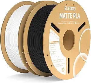 Elegoo ELEGOO Matte PLA Filament Black & White 2KG 3D Printer Filament Dimensional Accuracy +/-, 2pcs 1kg Carboard Spool (2.2lbs) Fits for Most FDM 3D Printers
