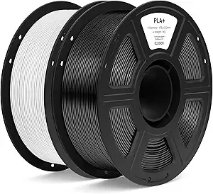 Elegoo ELEGOO PLA+ Filament Black & White 2KG, High Toughness PLA Plus 3D Printer Filament Dimensional Accuracy +/-, 2pcs 1kg Spool(2.2lbs) Fits for Most FDM 3D Printers