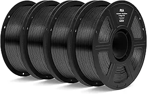 Elegoo ELEGOO PLA Filament Black 4KG, 3D Printer Filament Dimensional Accuracy +/-, 4pcs 1kg Spool(2.2lbs) Fit Most FDM 3D Printers