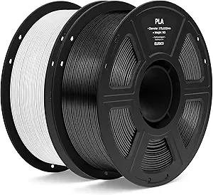Elegoo ELEGOO PLA Filament Black & White 2KG, 3D Printer Filament Dimensional Accuracy +/-, 2pcs 1kg Spool(2.2lbs) Fit Most FDM 3D Printers