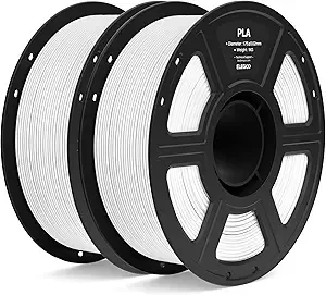 Elegoo ELEGOO PLA Filament White 2KG, 3D Printer Filament Dimensional Accuracy +/-, 2pcs 1kg Spool(2.2lbs) Fit Most FDM 3D Printers