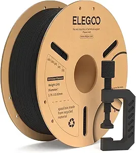 Elegoo ELEGOO Carbon Fiber PLA Filament Black 1KG, PLA-CF Strong 3D Printer Filament Dimensional Accuracy +/-, 1kg Cardboard Spool(2.2lbs) Fits for Most FDM 3D Printers