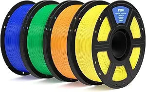 Elegoo ELEGOO PETG Filament Bundle 4KG, 3D Printer Filament Dimensional Accuracy +/-, 4pcs 1kg Spool(2.2lbs) Fits for Most FDM 3D Printers(Yellow, Orange, Green, Blue)