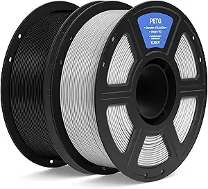 Elegoo ELEGOO PETG Filament Black & Gray 1KG, 3D Printer Filament Dimensional Accuracy +/-, 2pcs 1kg Spool(2.2lbs) Fits for Most FDM 3D Printers
