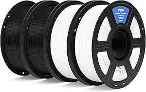 Elegoo ELEGOO PETG Filament Black & White 4KG, 3D Printer Filament Dimensional Accuracy +/-, 4pcs 1kg Spool(2.2lbs) Fits for Most FDM 3D Printers