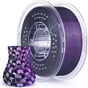 Elegoo ELEGOO Silk PLA Filament Dual Color Black Purple 1KG, Shiny 3D Printer Filament Dimensional Accuracy +/-, 1kg Spool(2.2lbs) Fits for Most FDM 3D Printers
