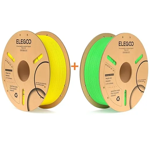 Elegoo PLA Filament Yellow 1KG & PLA Plus Filament Neon Green 1KG