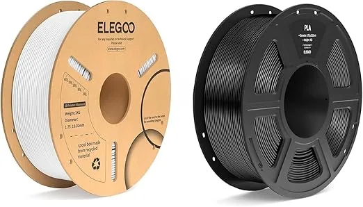 Elegoo PLA Plus Filament White 1KG & Rapid PLA Plus Filament Black 1KG